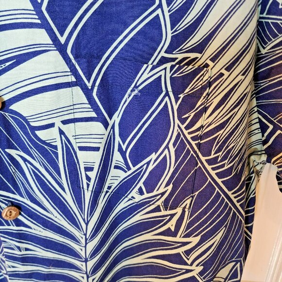 Hilo Hattie Hawaiian Shirt Men’s S Cotton Palm Leaf Blue Made in Hawaii - Picture 4 of 7